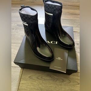 Coach Rivington Rubber Rain Boot Sz 8 Women